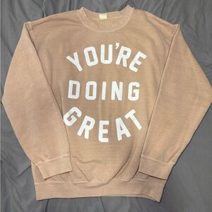 Women’s Urban Outfitters Tan Crewneck Sweater with Graphic Print